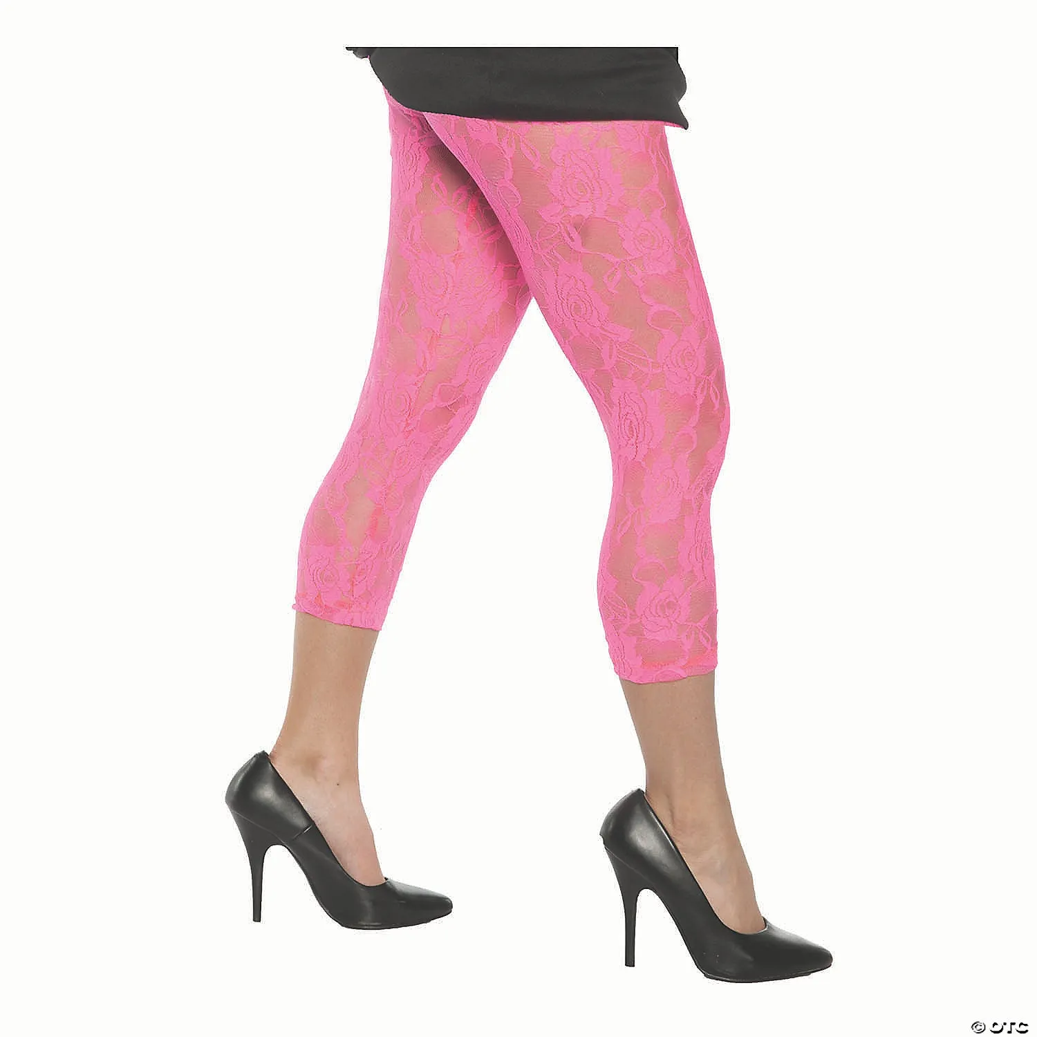 Adults Neon Pink Lace Leggings