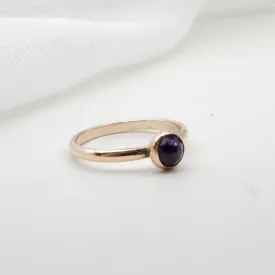 Amethyst rose cut cabochon gold fill band Size Q