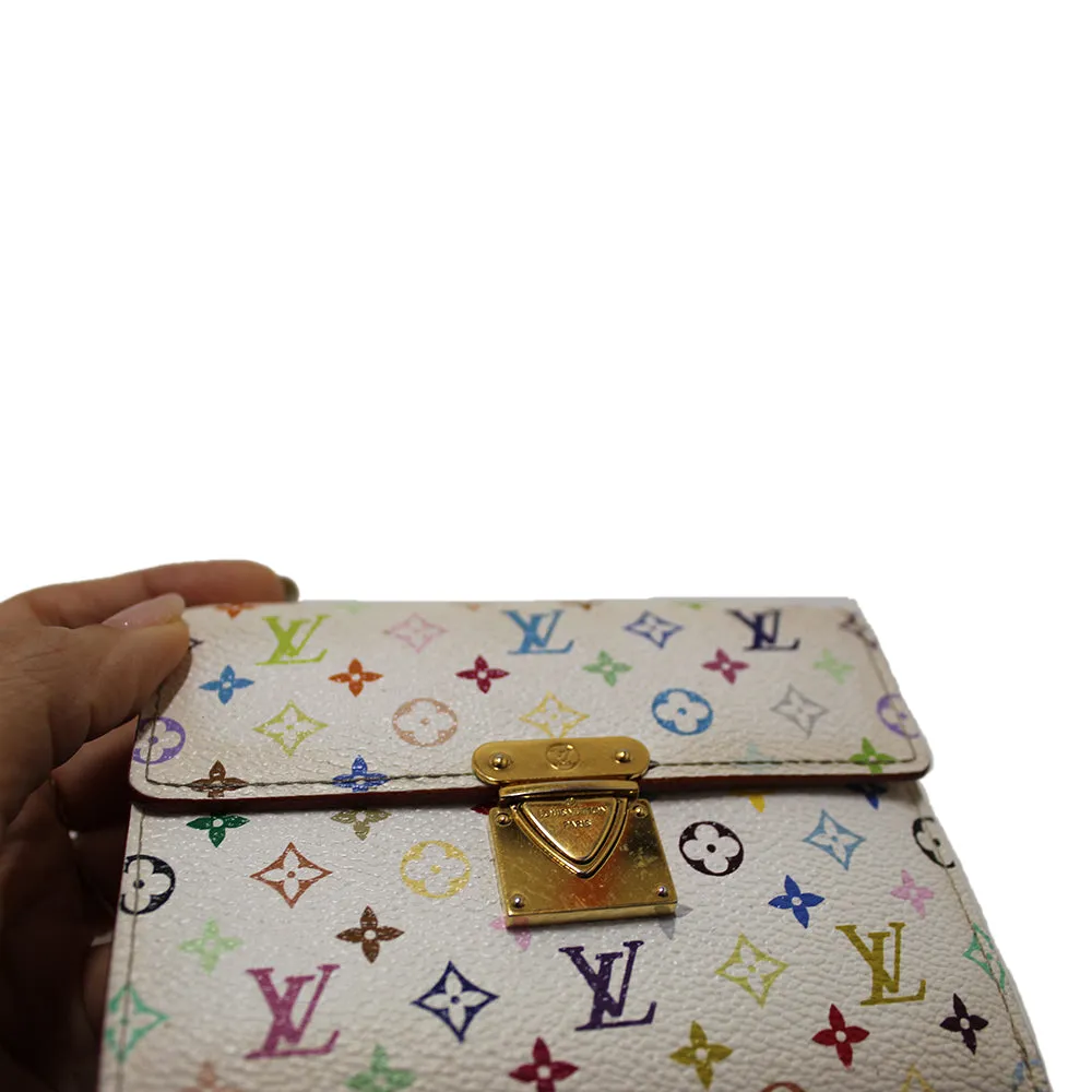 Authentic Louis Vuitton White Multicolor Canvas Koala Medium Square Wallet