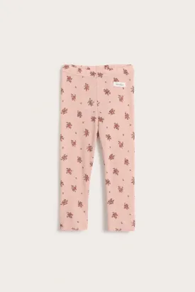 Baby pink floral merino wool leggings