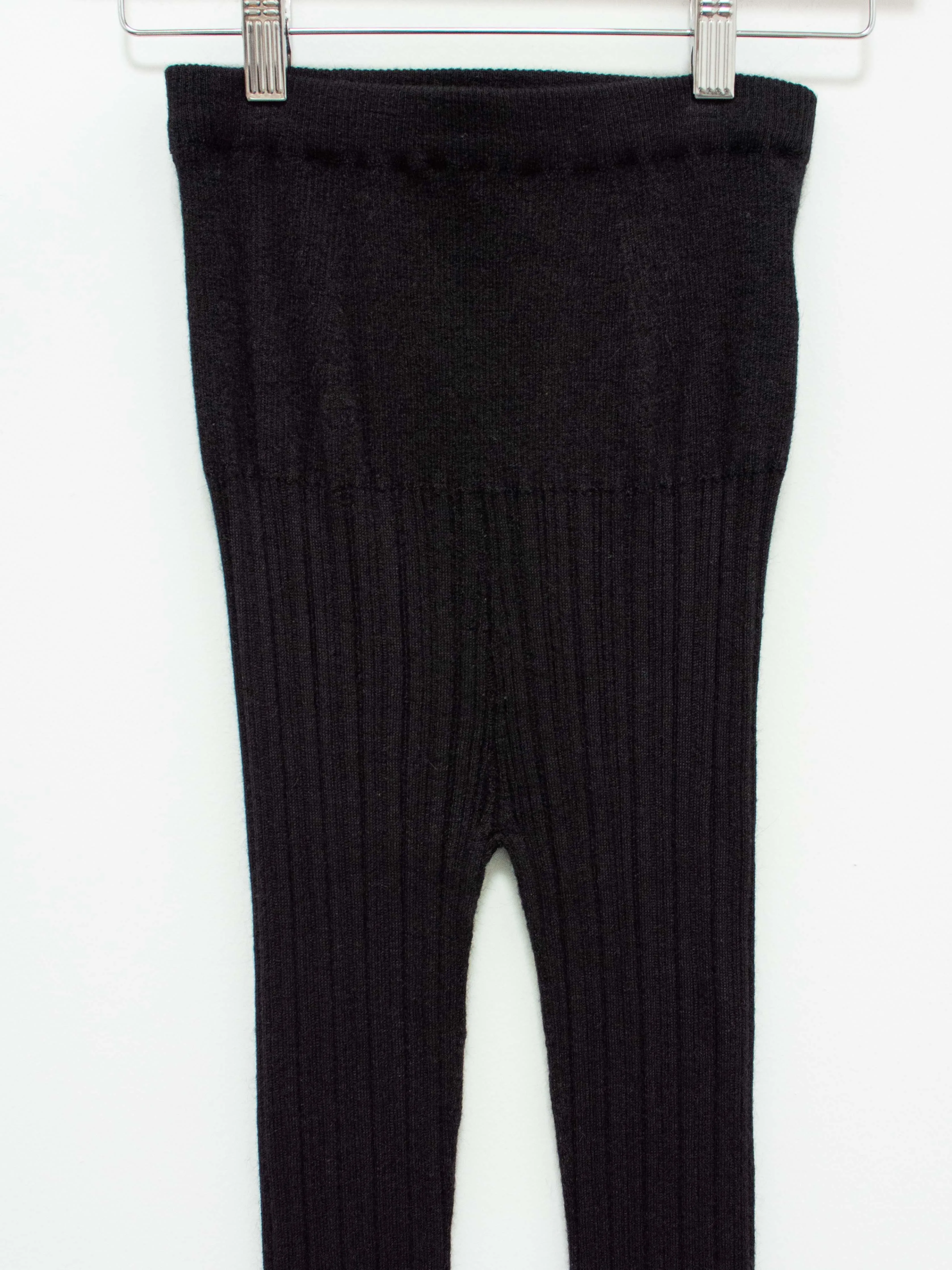 Baby Suri Alpaca Ribbed Knit Leggings - Black