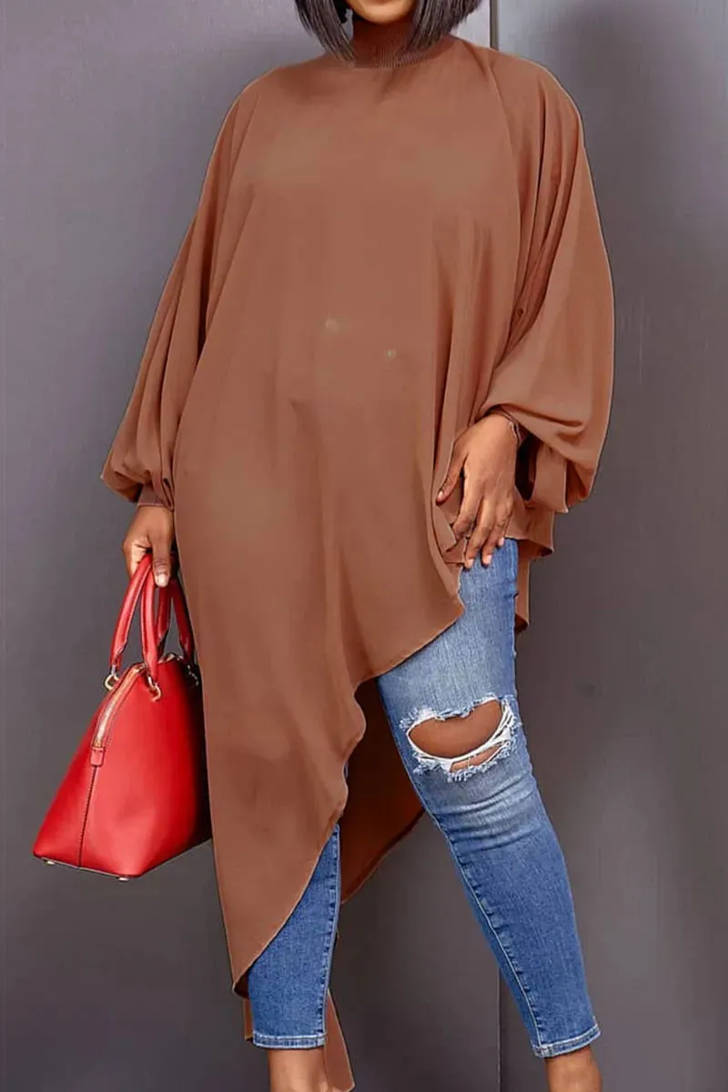 Beautiful Red Oversized Asymmetrical Tunic Top