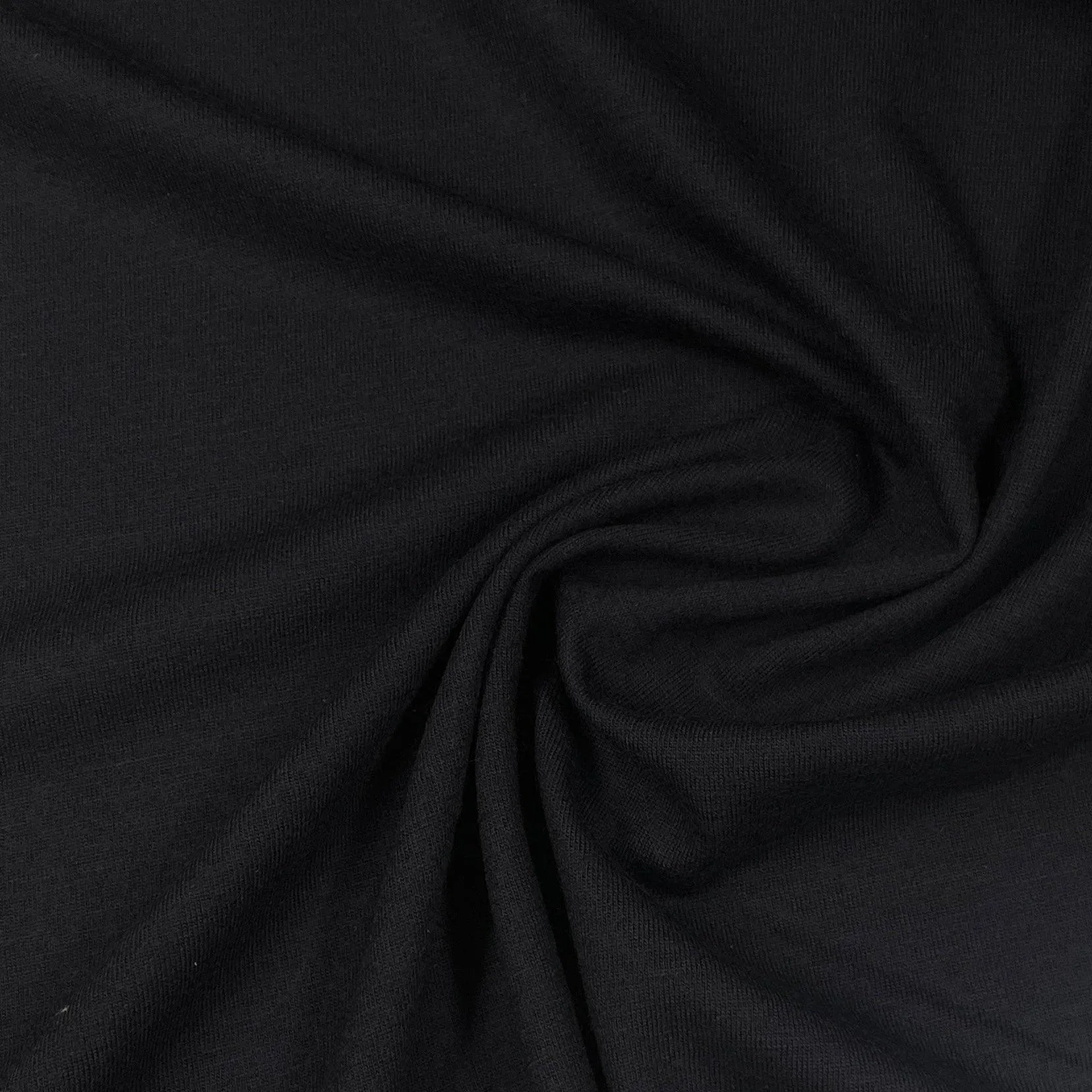 Black 100% Merino Wool Jersey Fabric - 210 GSM