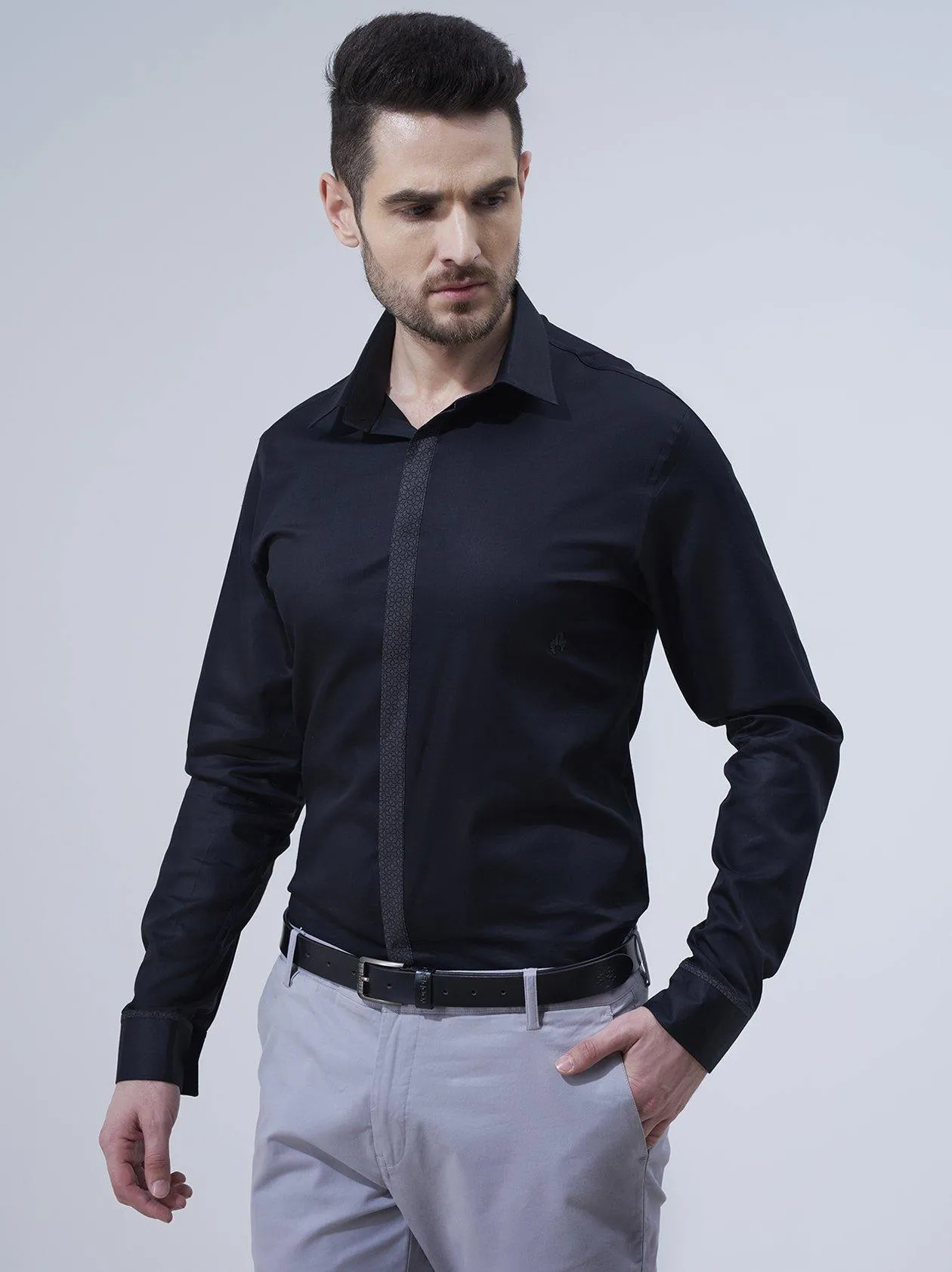 Black Mens Slim Fit Shirt (GBN6039)