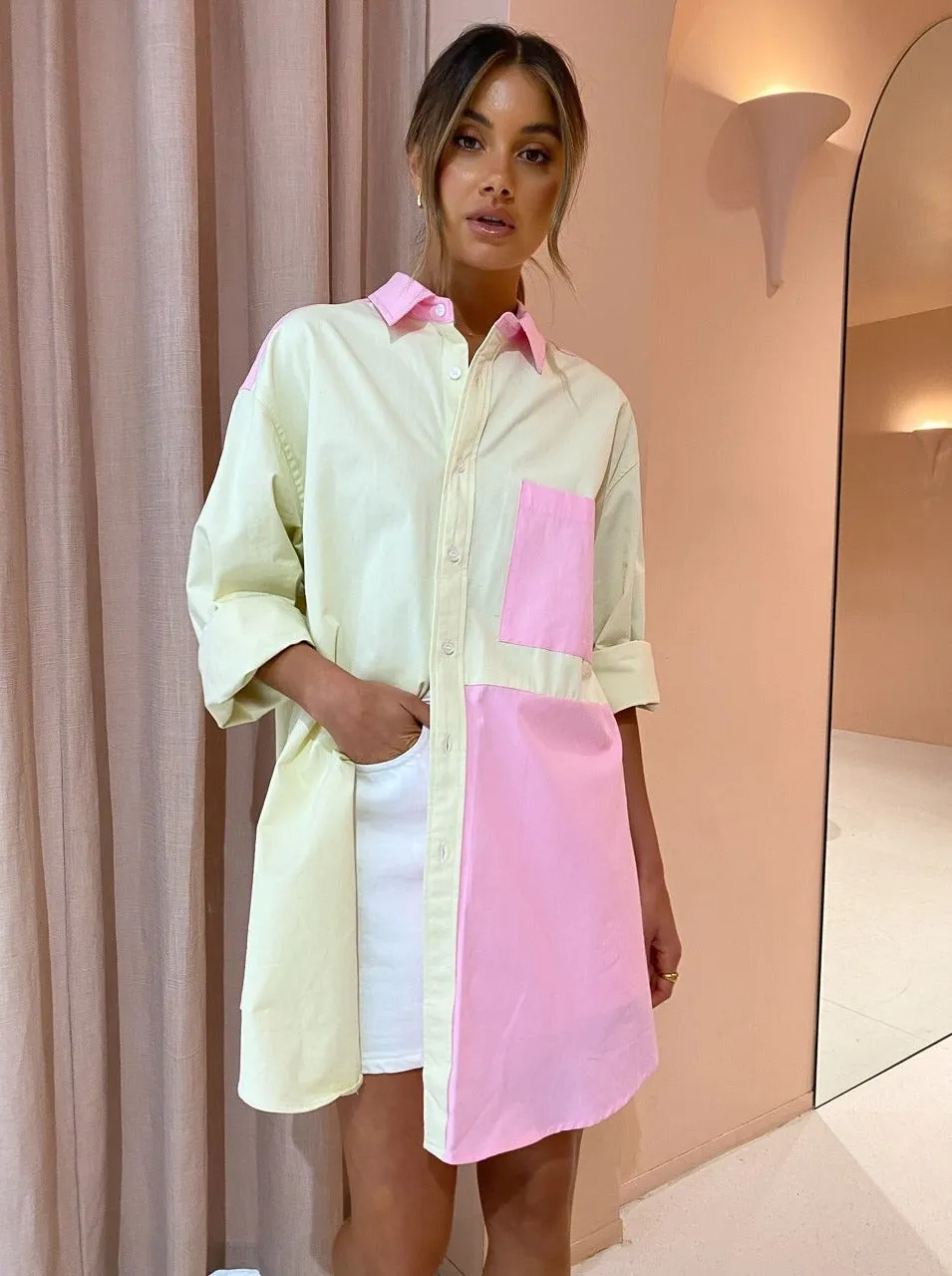 Blanca Pascal Shirt in Pink/Yellow