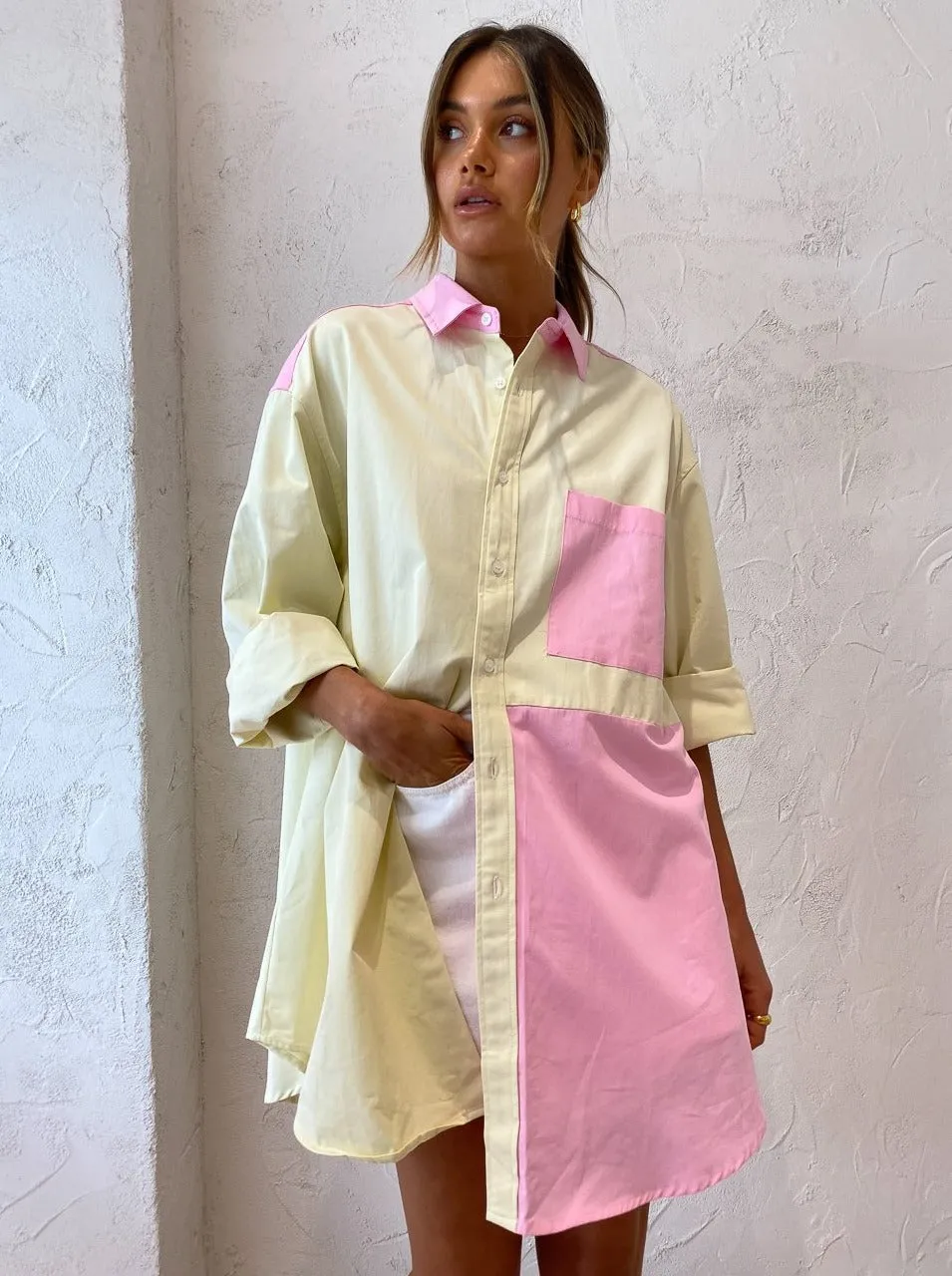 Blanca Pascal Shirt in Pink/Yellow