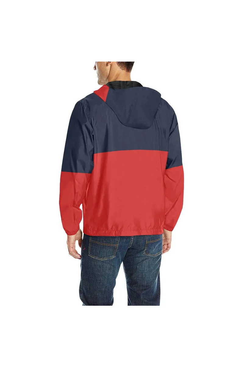 Blue & Red Quilted Windbreaker for Men (Model H35)