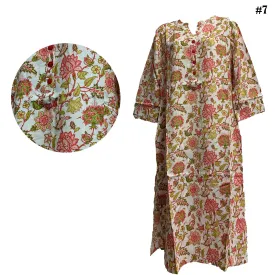 Bohemian Indian Ethnic Printed Straight Cut Kurti Long Tunic [MEDIUM/LARGE]