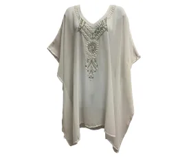 Bohemian V-Neck Shimmering Hand Beaded  boho  Blouse Caftan jumper tunic dress Plus Size Boho Dress