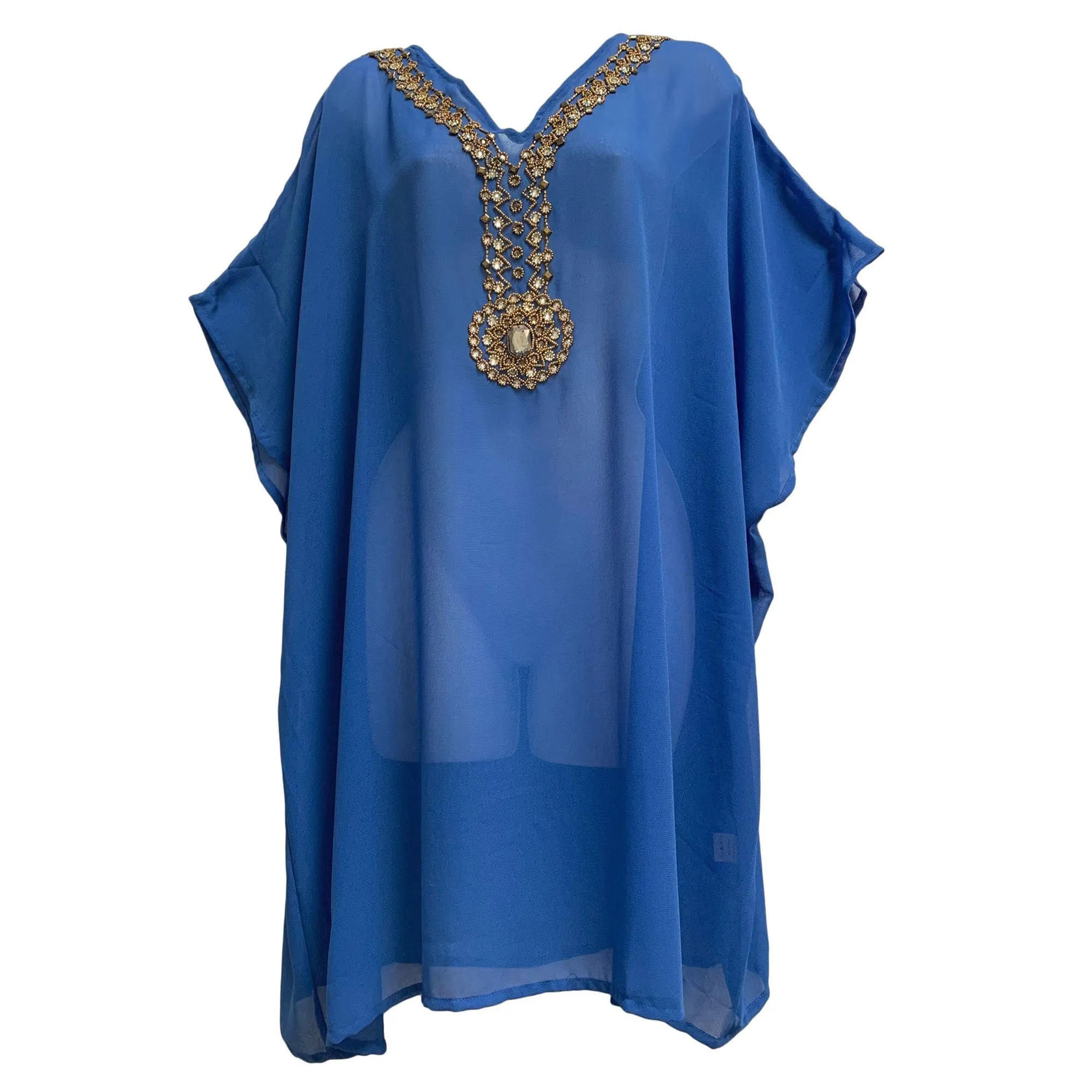 Bohemian V-Neck Shimmering Hand Beaded  boho  Blouse Caftan jumper tunic dress Plus Size Boho Dress