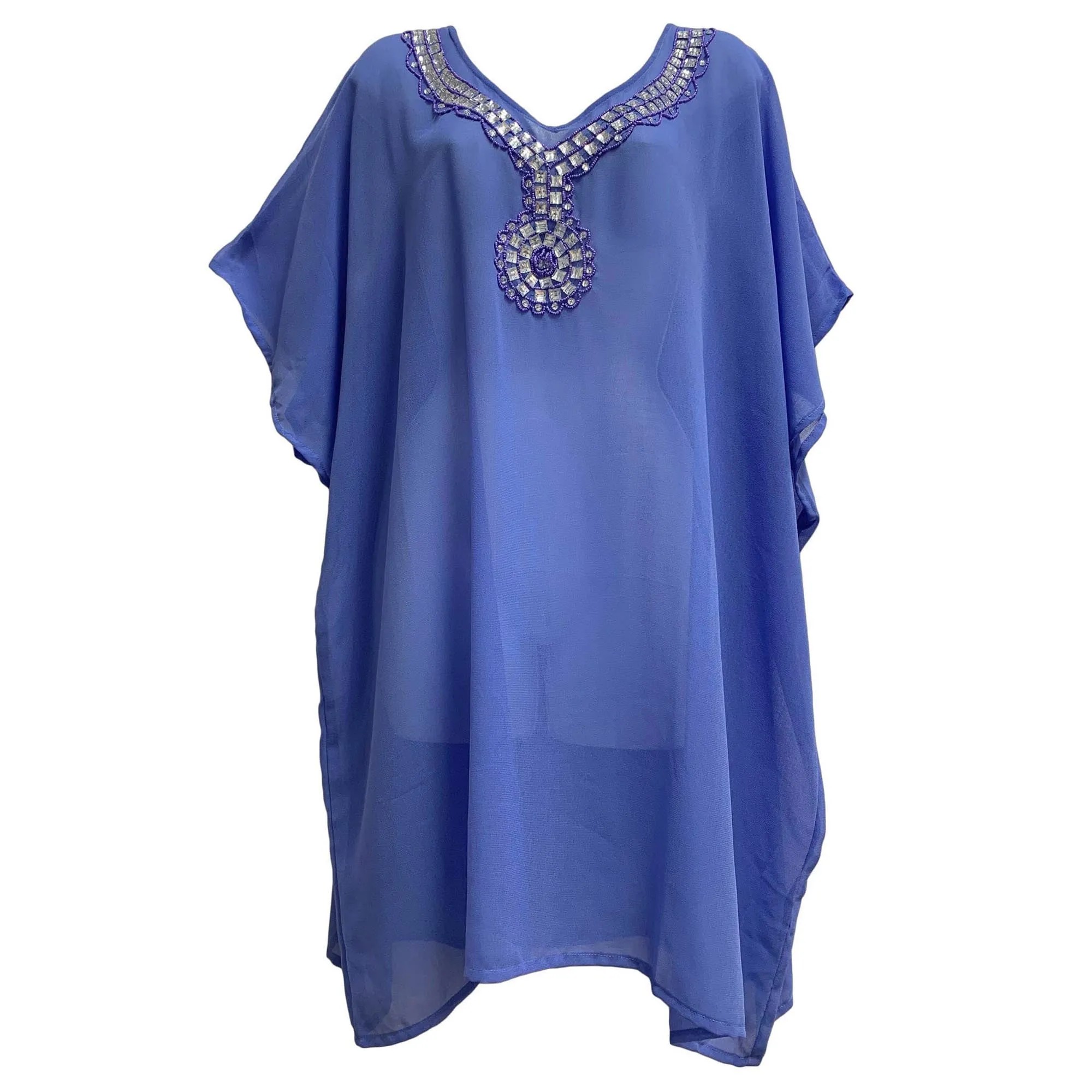 Bohemian V-Neck Shimmering Hand Beaded  boho  Blouse Caftan jumper tunic dress Plus Size Boho Dress