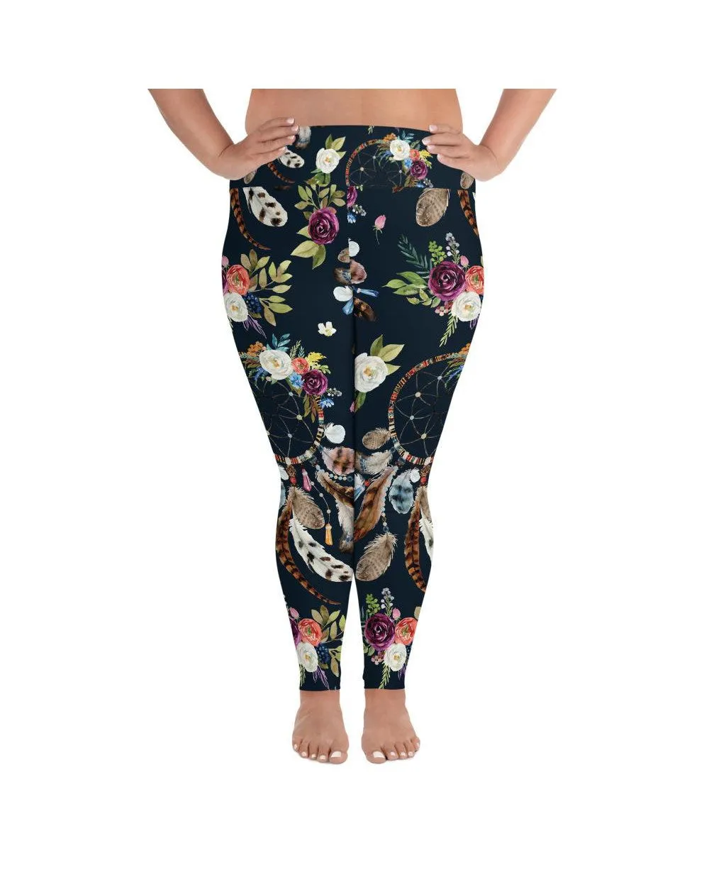 Boho Dreamcatcher and Flower Plus Size Leggings