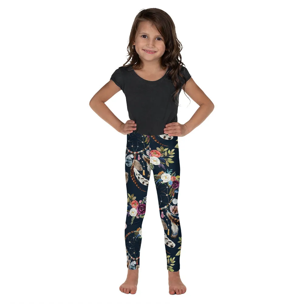 Boho Dreamcatcher and Flowers Kid's Leggings