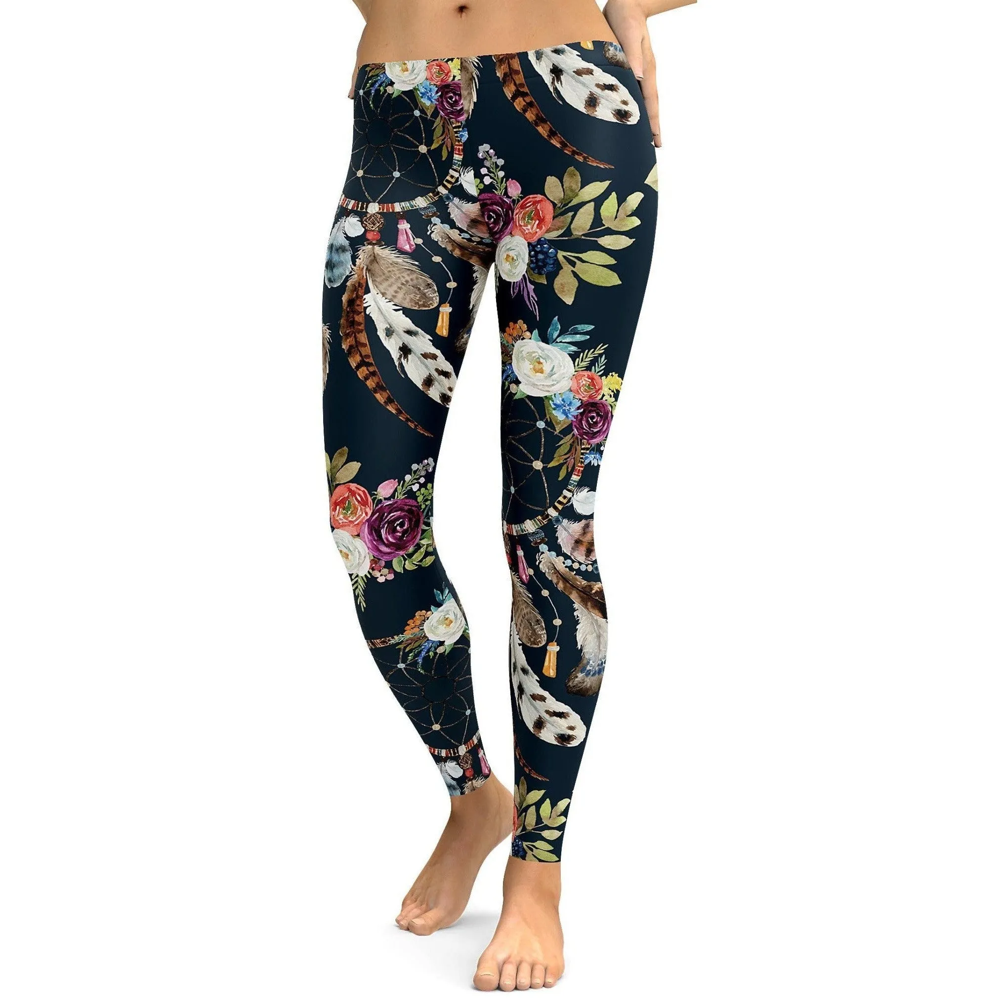 Boho Dreamcatcher and Flowers Leggings