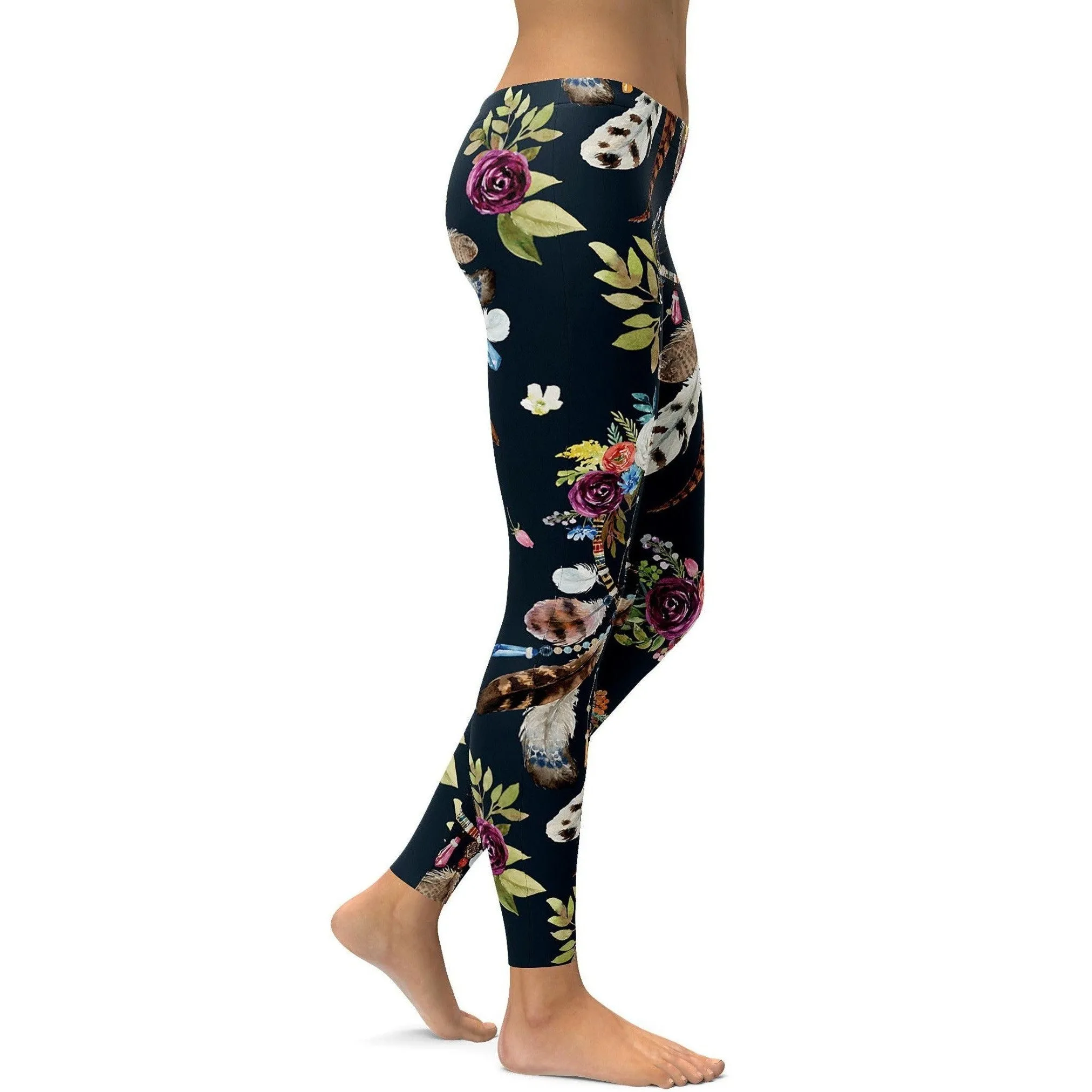 Boho Dreamcatcher and Flowers Leggings