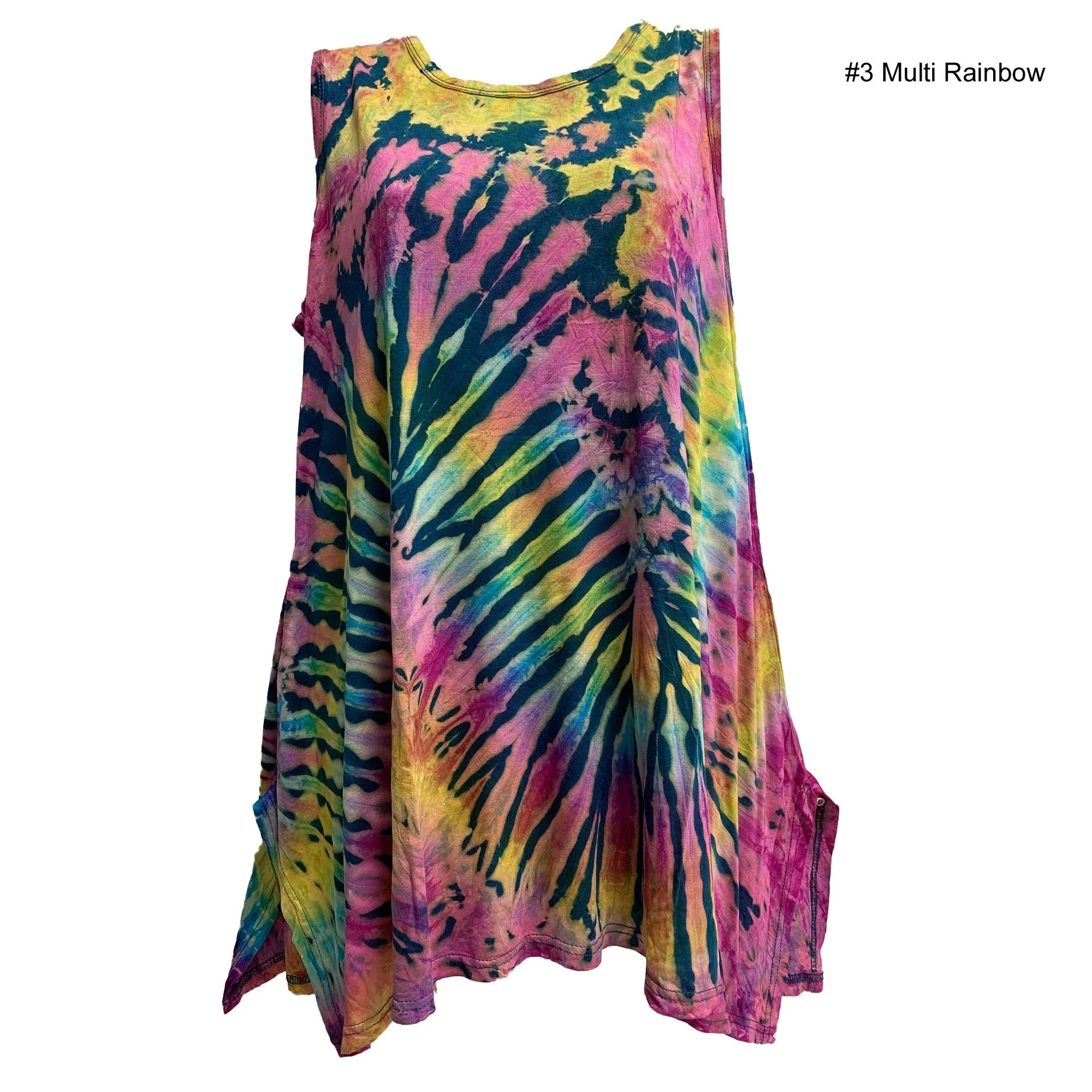 Boho Tie-dye Hippie Spandex Sleeveless Cami Mini Tunic Dress