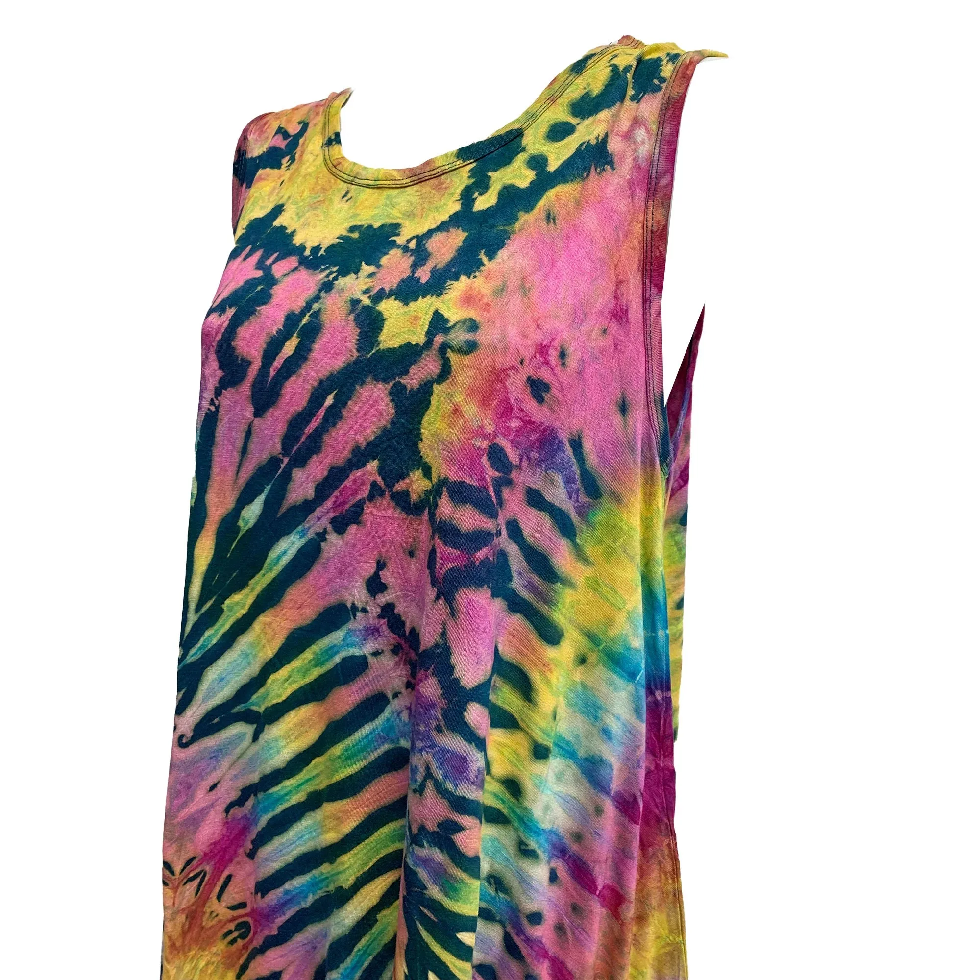 Boho Tie-dye Hippie Spandex Sleeveless Cami Mini Tunic Dress