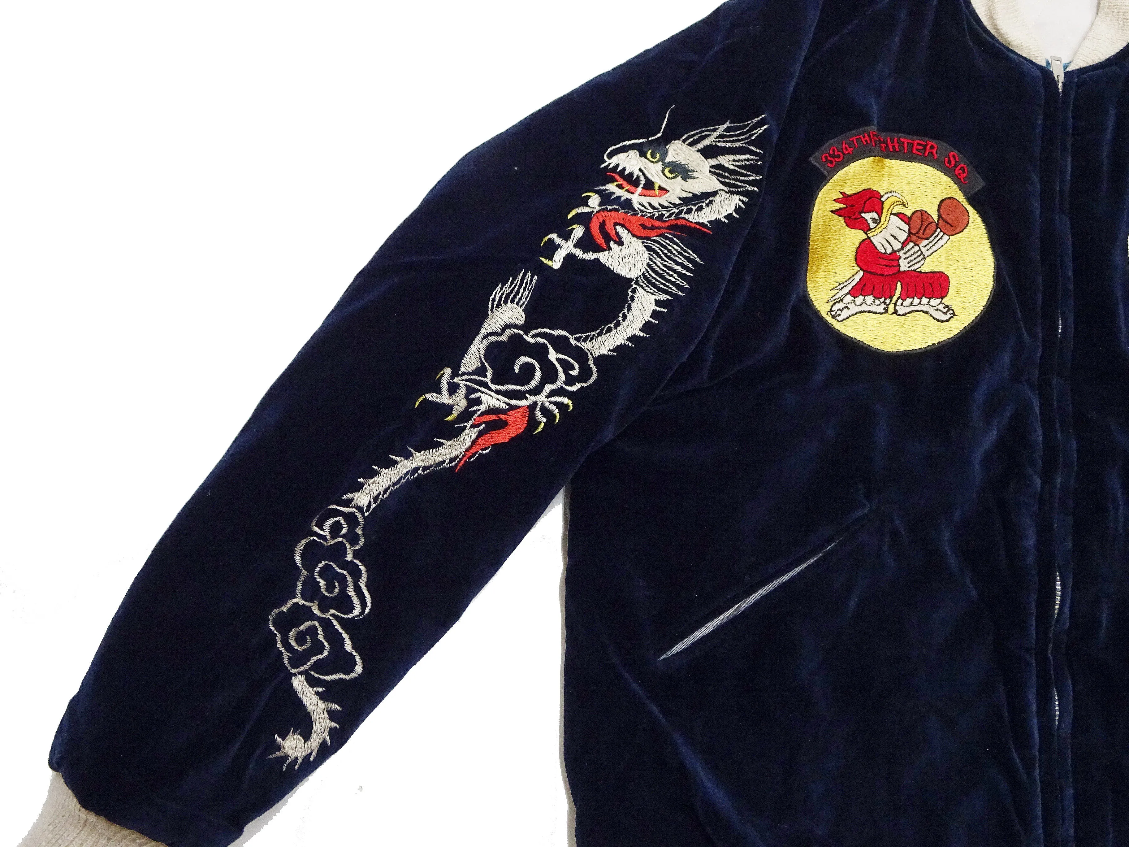 Buzz Rickson Jacket BR15536 KOSHO & CO. Tailor Toyo Men's Japanese Souvenir Jacket Velvet Bomber Jacket Navy-Blue