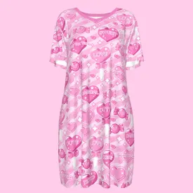 Candy Love Hearts (Pink Cutie) Women's T-shirt Dress