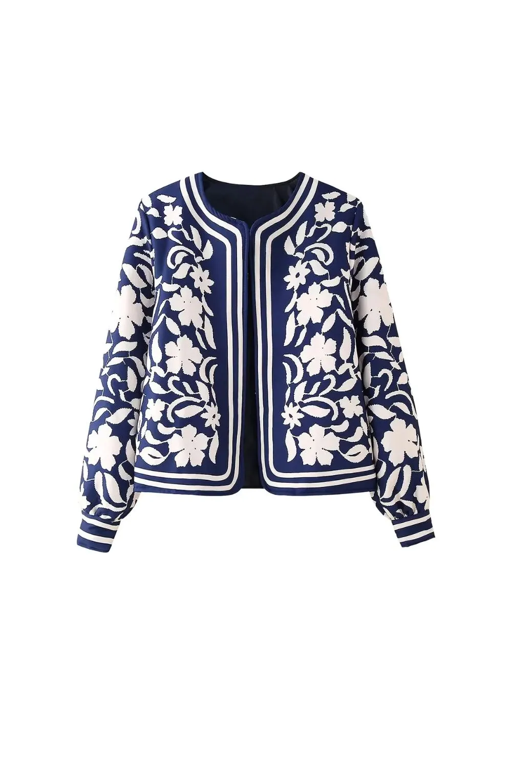 ‘Carol’ Ethnic-Style Printed Cotton Puffer Jacket