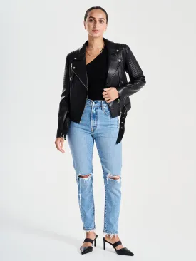 Classic Biker Jacket - Black/Silver