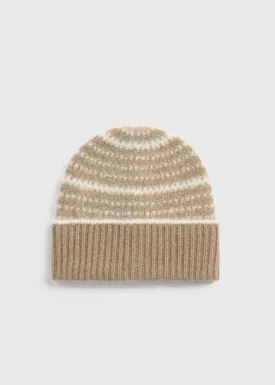 Contrast-edge beanie soft camel