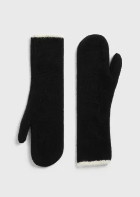 Contrast-edge mittens black