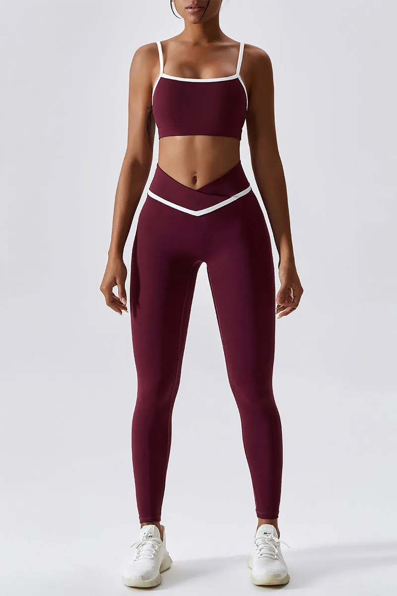 Contrast Trim V-Waist Gym Leggings