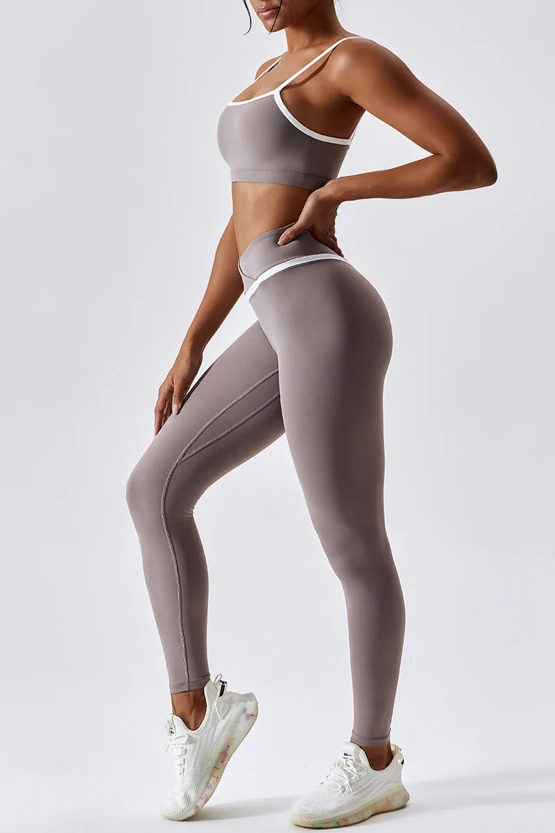 Contrast Trim V-Waist Gym Leggings