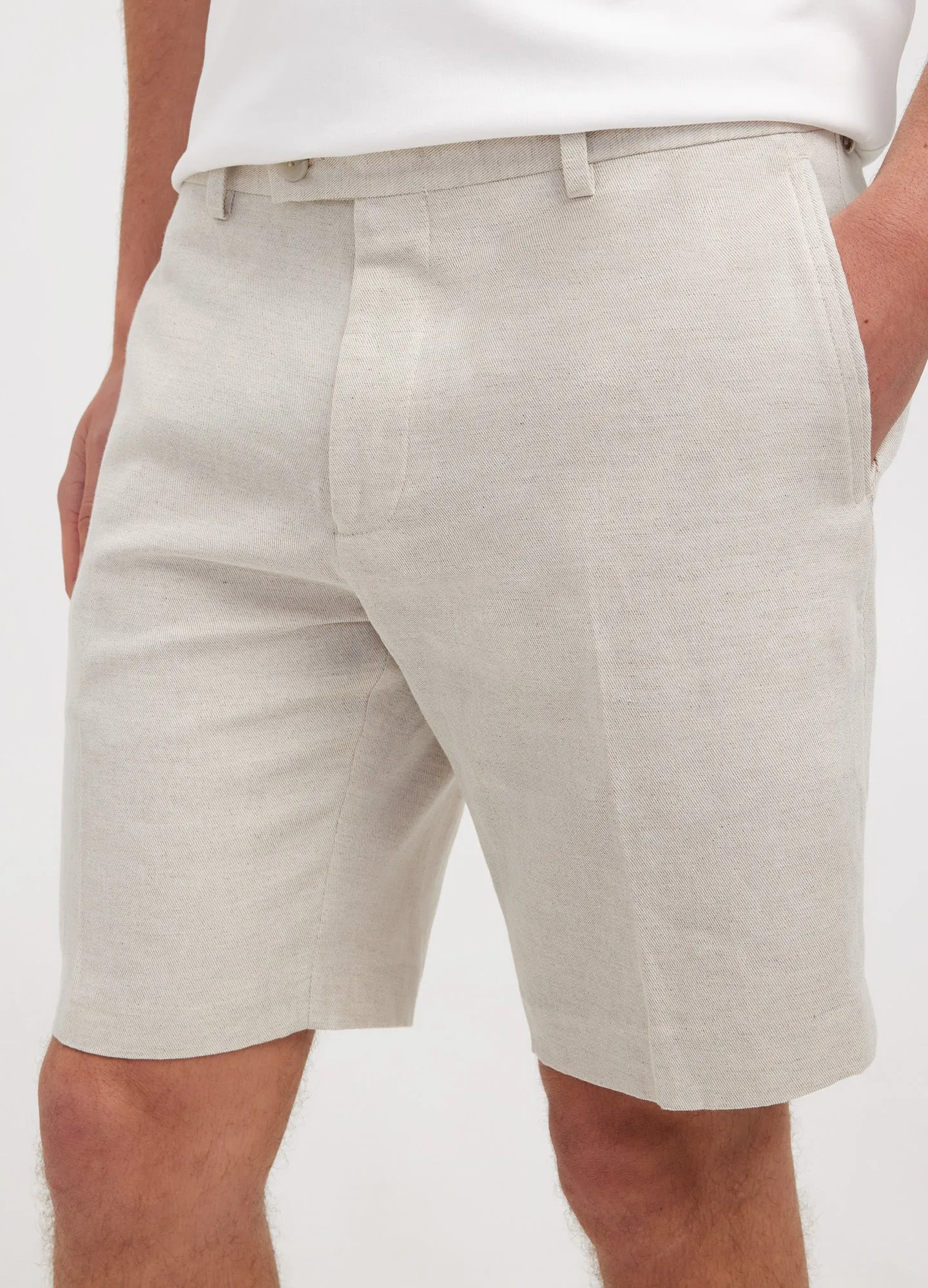 Cotton Linen Twill Shorts Natural