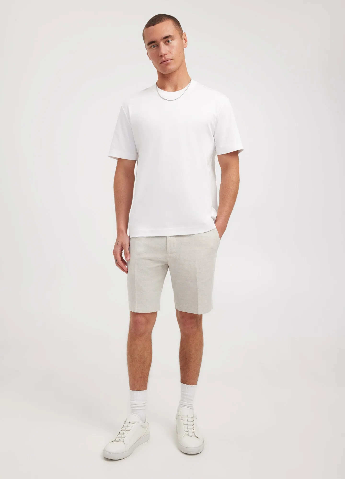 Cotton Linen Twill Shorts Natural