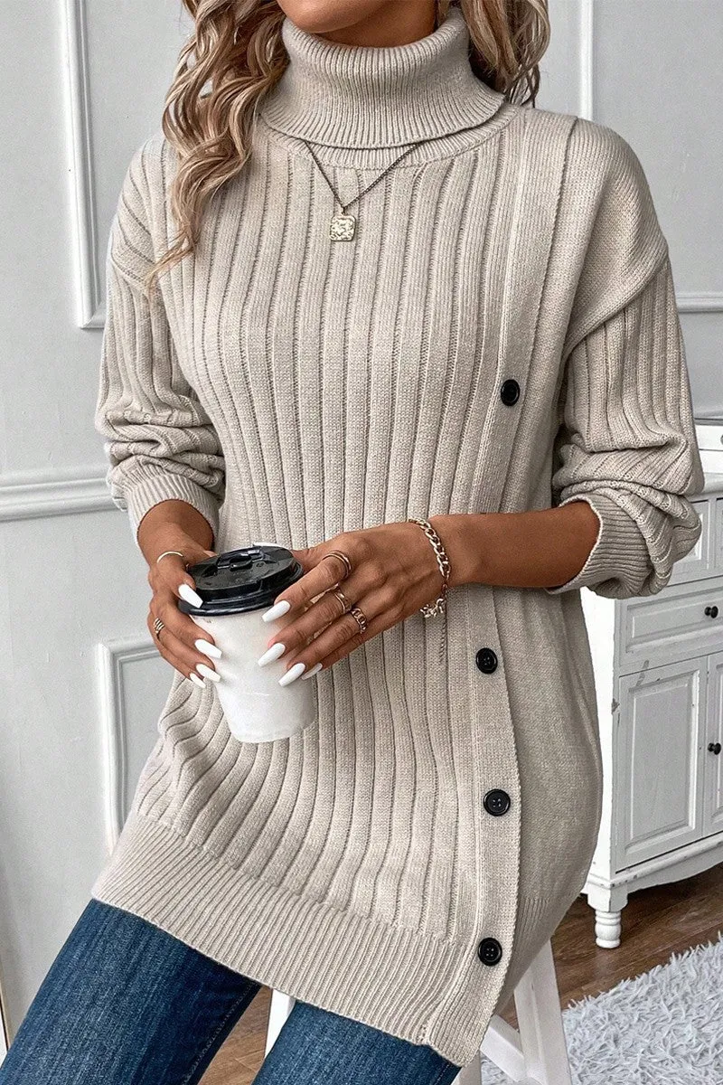 Cozy Buttoned Turtleneck