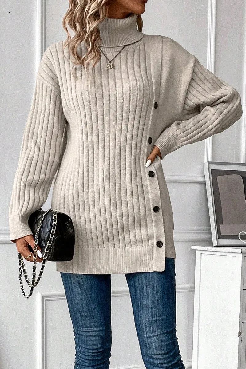 Cozy Buttoned Turtleneck