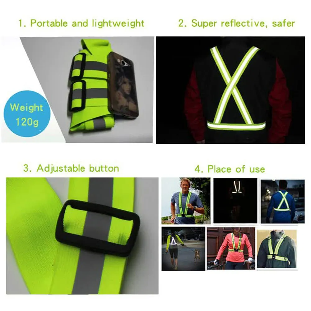 CRONY Electric vehicle safety reflector Reflective Vest High Visibility Cycling Safety Vest Adjustable Elastic Strap Fluorescence Work  jacket Scooter