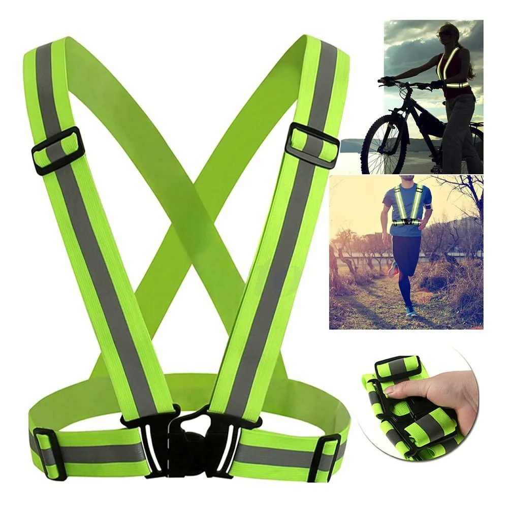 CRONY Electric vehicle safety reflector Reflective Vest High Visibility Cycling Safety Vest Adjustable Elastic Strap Fluorescence Work  jacket Scooter