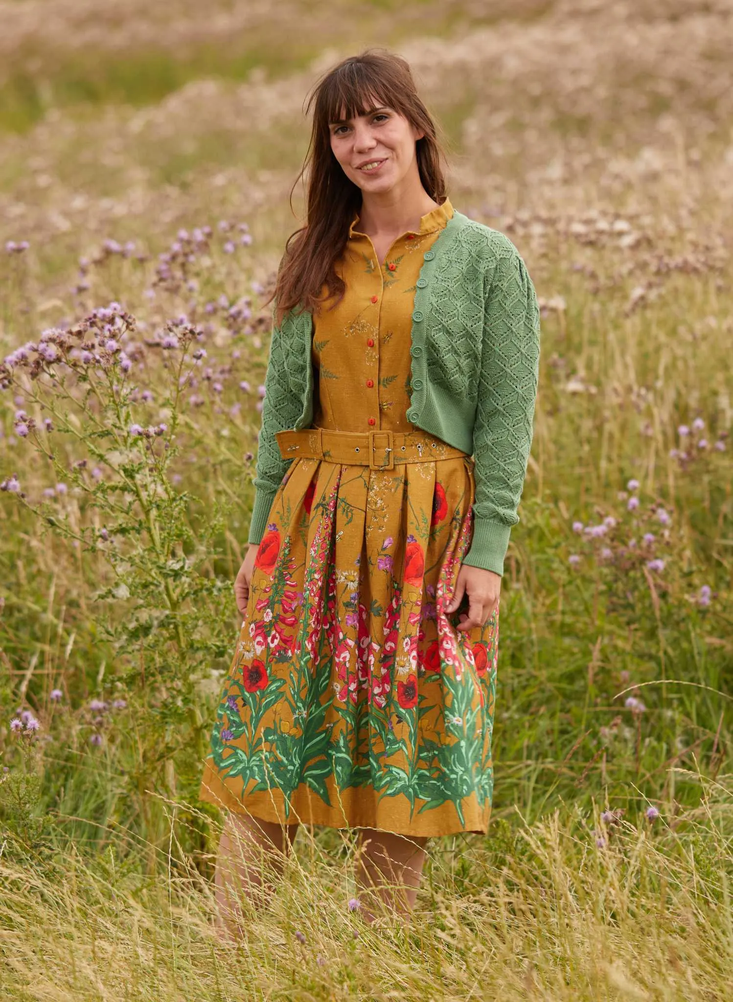 Cynthia Dress - Mustard Wildflowers