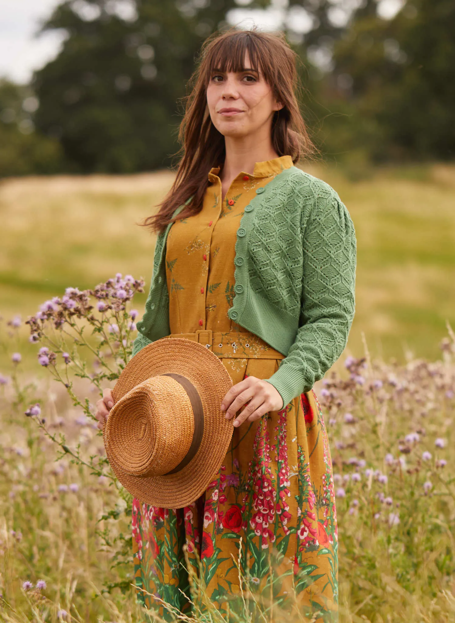 Cynthia Dress - Mustard Wildflowers