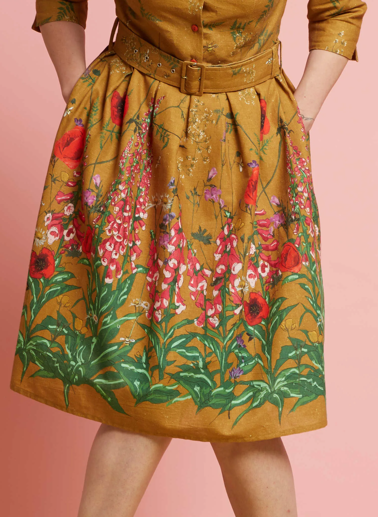 Cynthia Dress - Mustard Wildflowers