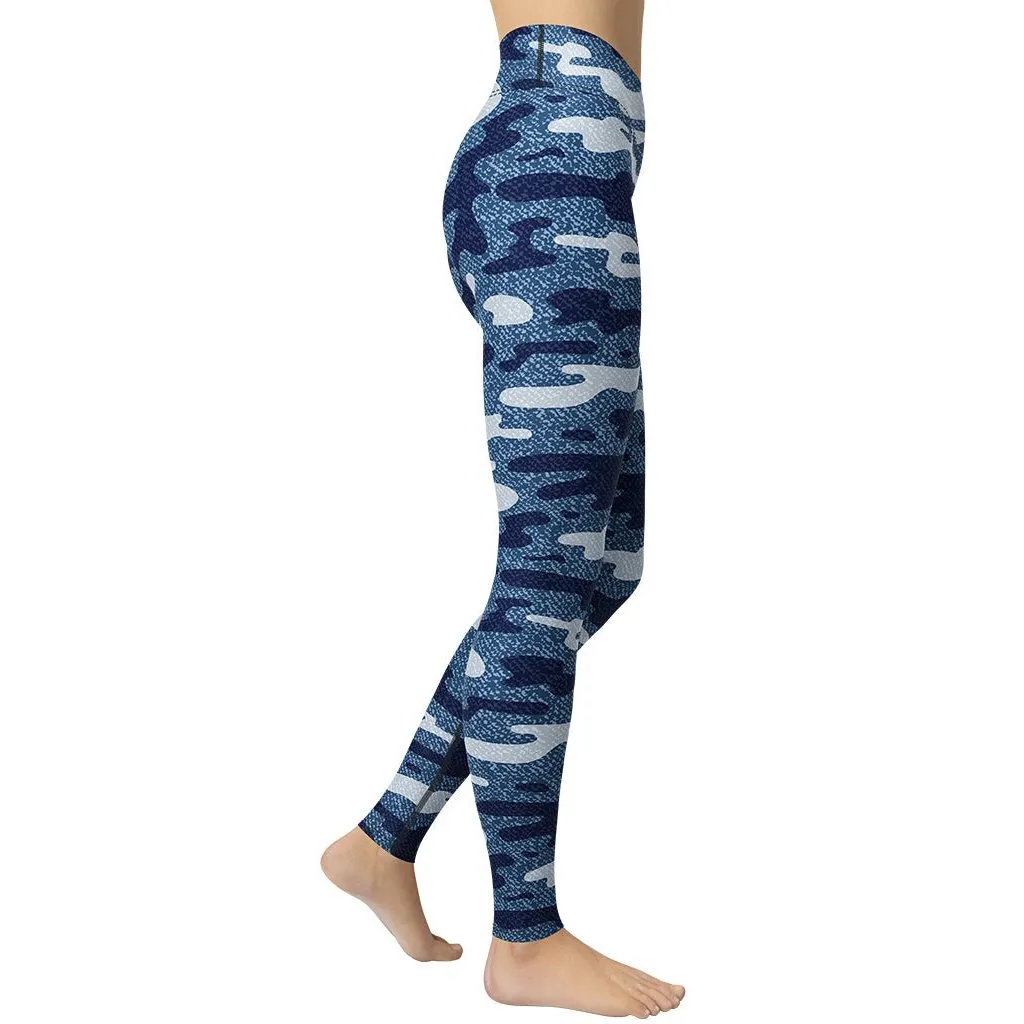 Denim Camo Print Yoga Leggings