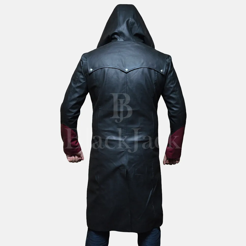 Devil Black Leather Coat