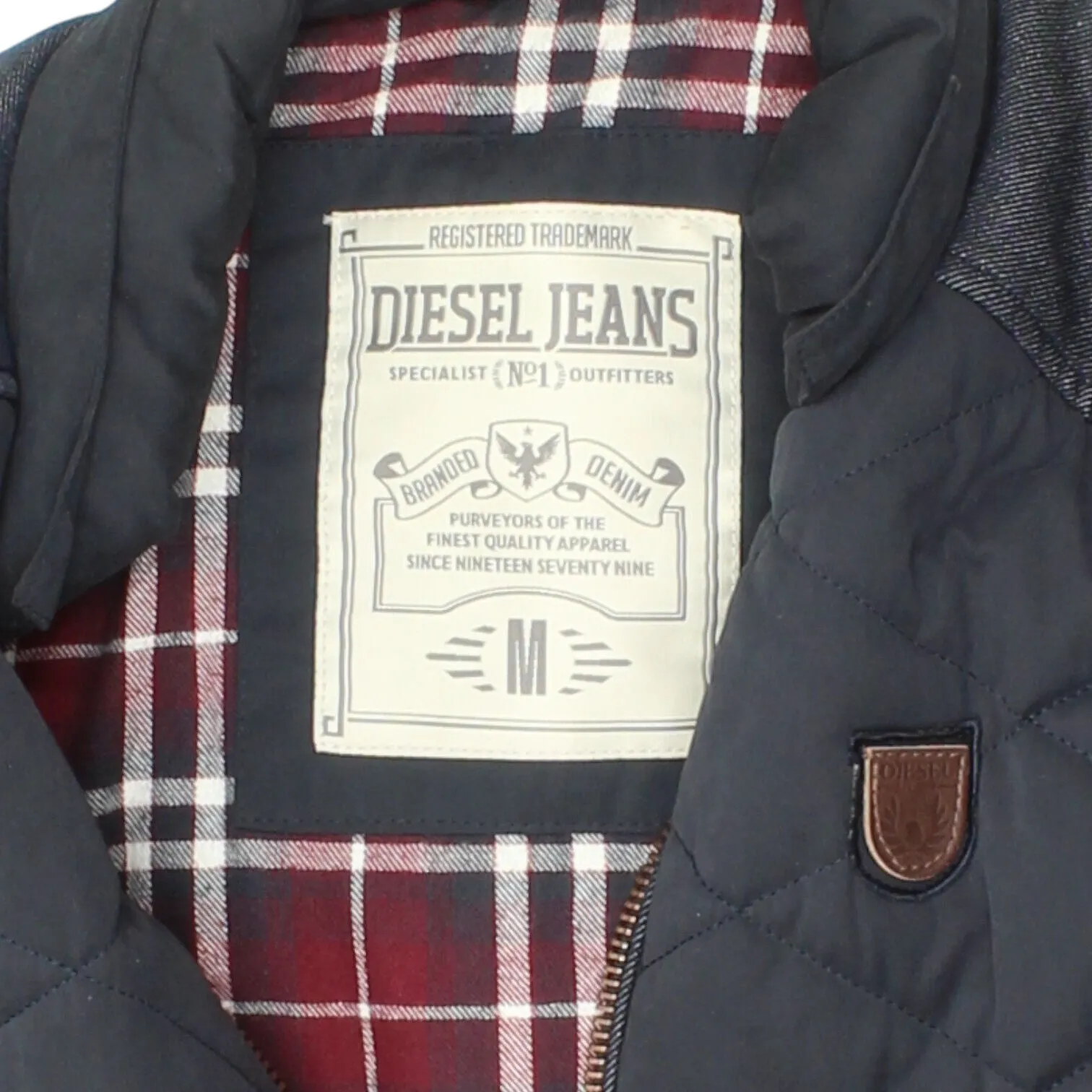 Diesel Jeans Mens Navy Quilted Jacket | Vintage High End Designer Padded VTG