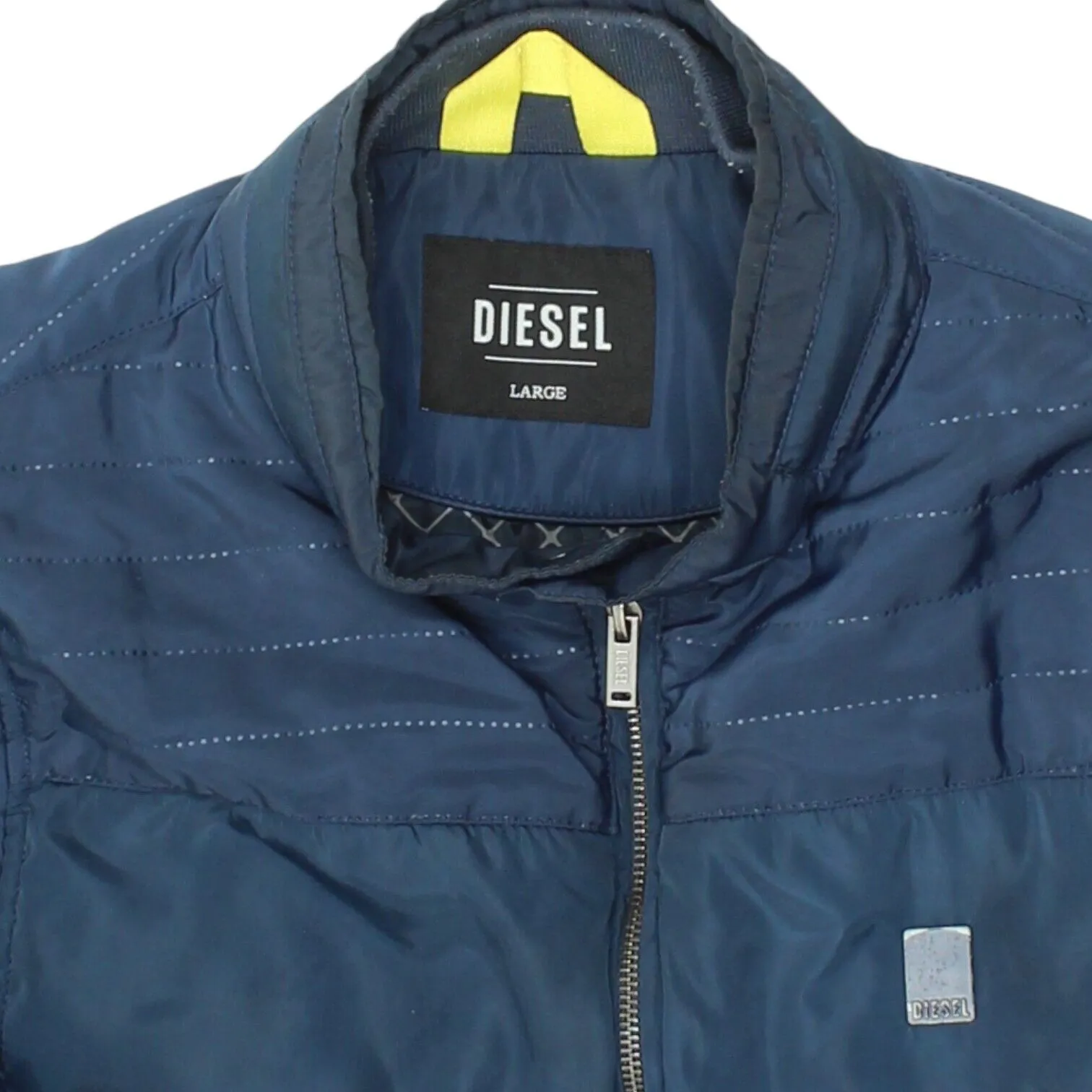 Diesel Mens Navy Blue Quilted Full Zip Jacket | Casual Designer Streetwear VTG