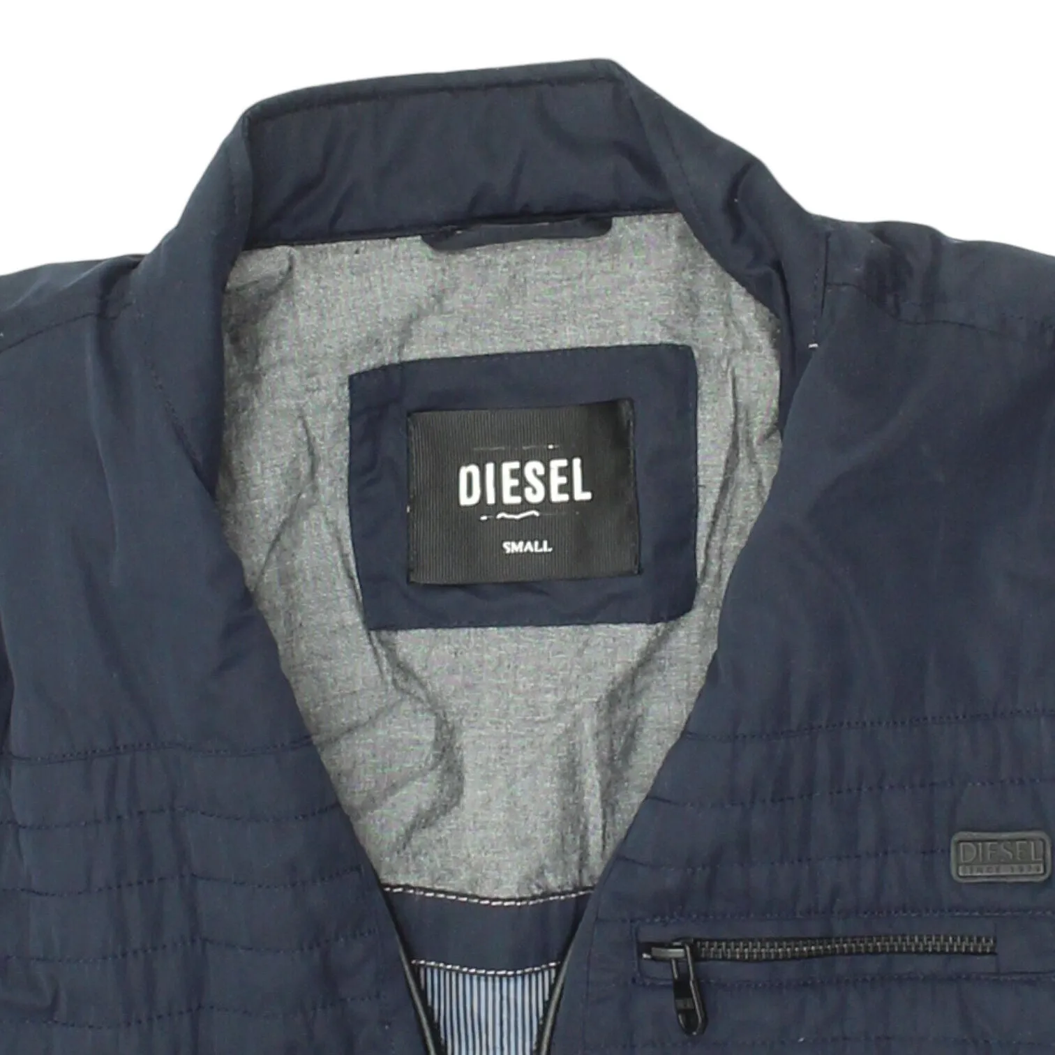 Diesel Mens Navy Quilted Bomber Jacket | Vintage Casual High End Designer VTG