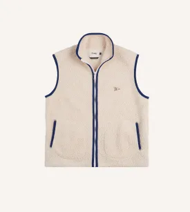 Ecru Boucle Wool Zip Fleece Vest