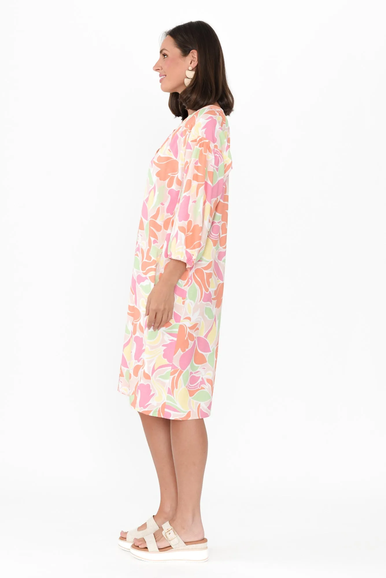 Elixir Orange Tropical Shirt Dress