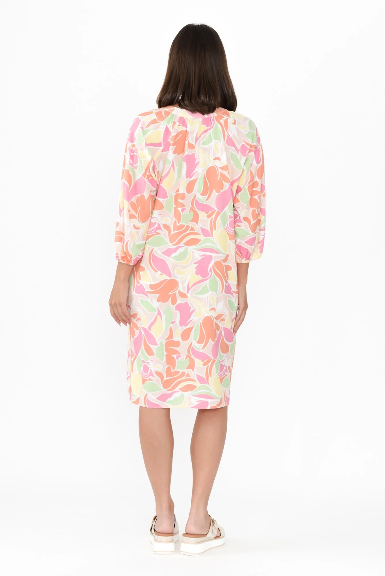 Elixir Orange Tropical Shirt Dress