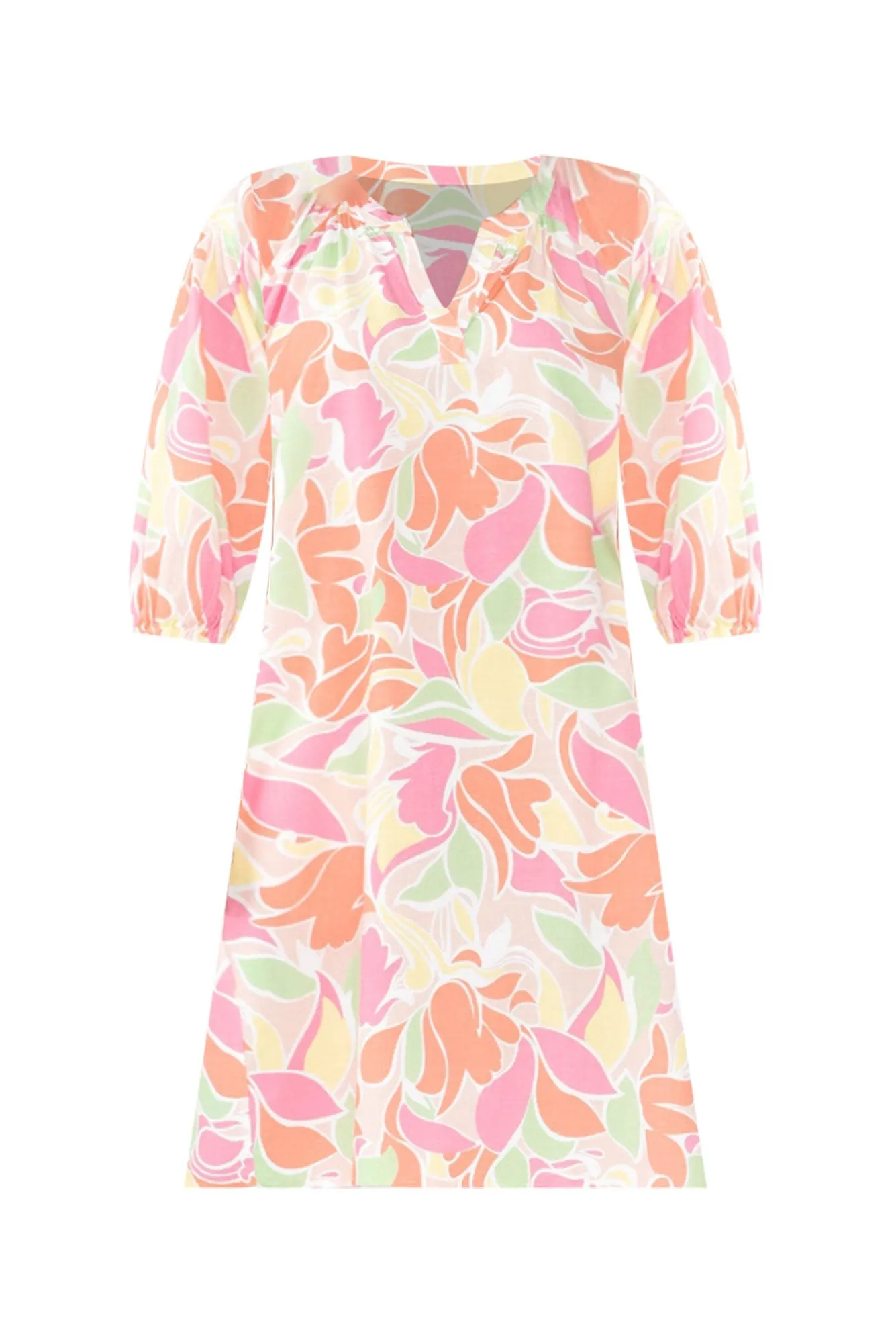 Elixir Orange Tropical Shirt Dress