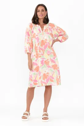 Elixir Orange Tropical Shirt Dress