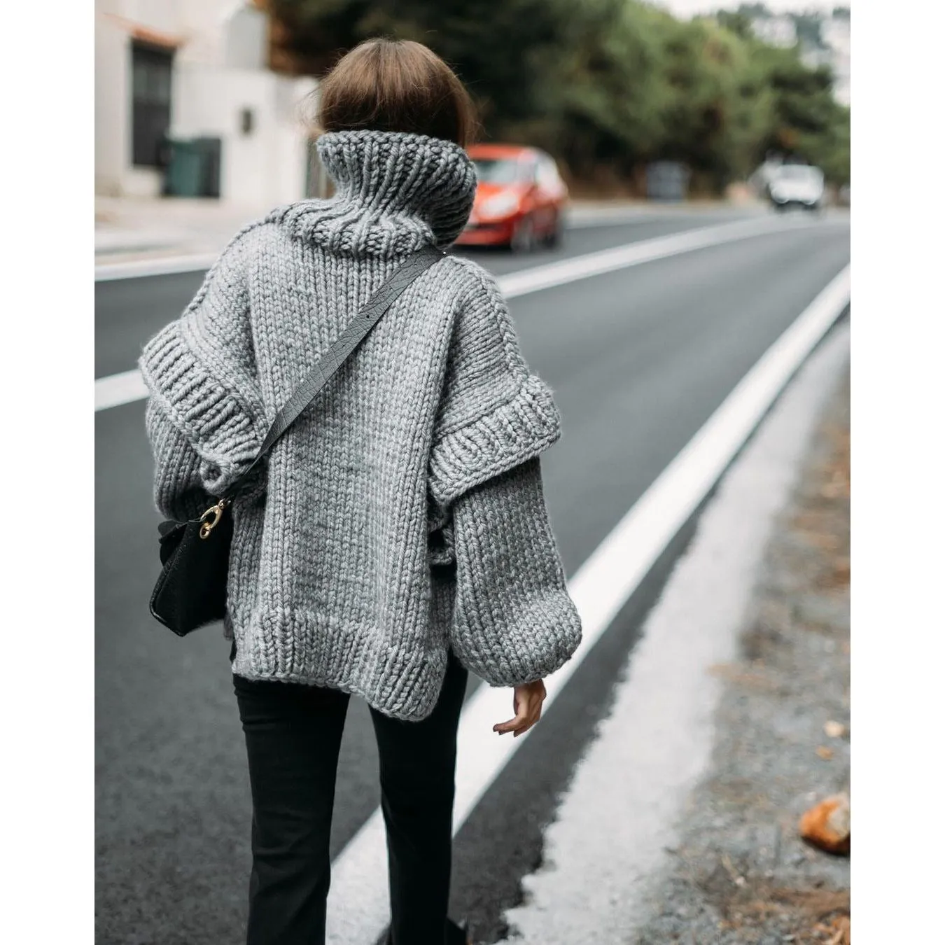 Fluffy Long-sleeved Turtleneck Sweater