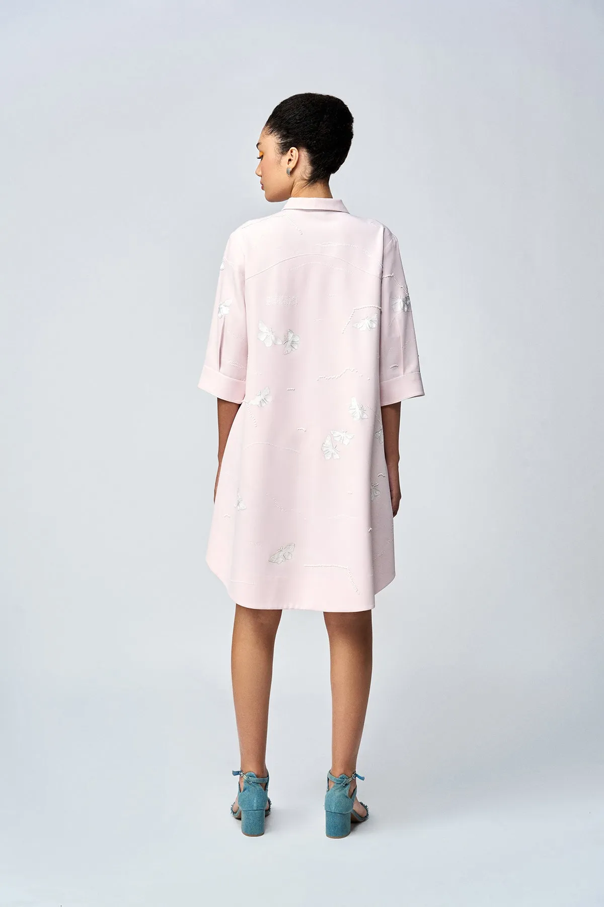 FUZZY BUTTERFLY A LINE SHIRT DRESS